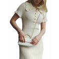 thumbnail image 4 of Women'S Dress Casual Short Sleeve Knit A Line Midi Summer Breathable Dress for Women White L, 4 of 9