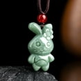 thumbnail image 2 of HOOUN Burmese Jadeite Rabbit Pendant Jade Natural Necklace Green Jewelry, 2 of 3