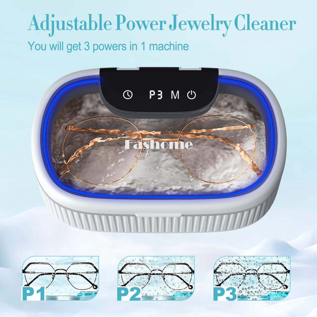 Professional Ultrasonic Cleaner Adjustable Power with Lights, Digital Timers & Degas Mode, 45KHz 550ML Ultrasonic Jewelry Cleaner with Basket Watch Stand for Rings Retainers Eyeglasses Dentures Coins
