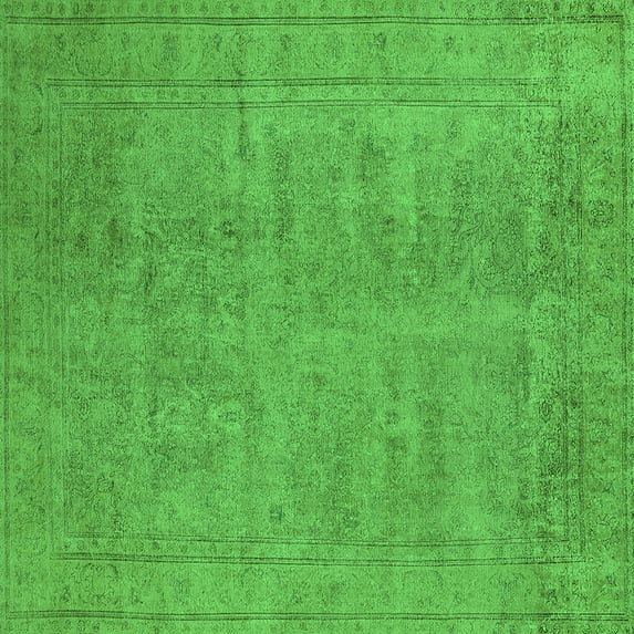 Ahgly Company Indoor Square Oriental Green Industrial Area Rugs, 7' Square