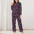 thumbnail image 2 of Fotbe Skull mushroom rainbow color Pattern Long Sleeve Pajama Set for Women,Sleepwear Set,2-piece Loungewear Set,Soft PJs Comfy Nightwear with Pockets -Small, 2 of 7