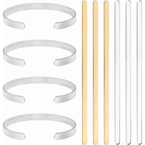 6Pcs 2 Colors Bracelet Stamping Blank Stainless Steel Bangle Blank Strips Metal Stamp Bracelets Making Kit DIY