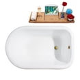 thumbnail image 3 of 48" Cast Iron R5101BL-GLD Soaking Clawfoot Tub and Tray with External Drain in Polished Gold and Matte Black Clawfeet, 3 of 10