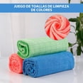 thumbnail image 3 of Paños de Limpieza de Microfibra, 3 Trapos, Toallas de Limpieza de 3 Colores, Paño Microfibra de Colores, Toallas Multiusos Super Absorbente (Azul, Verde y Rojo), 3 of 4