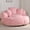 Pink, variant on Hforesty 55" W Giant Adult Round Faux Fur Foam Filled Bean Bag Sofa With 3 Back Pillows,No Assembly