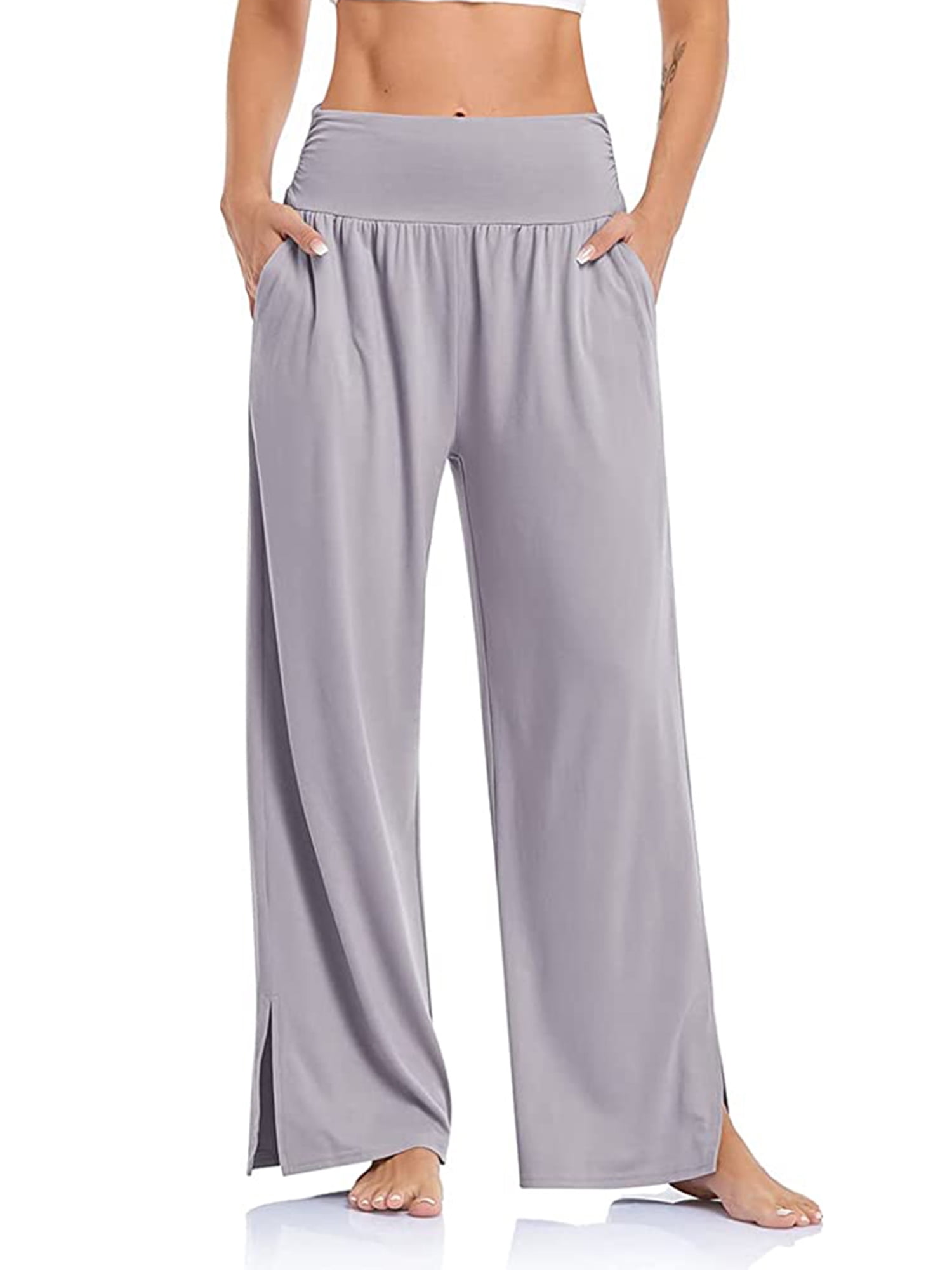 Biayxms Womens Loose Yoga Pants Wide Leg High Waisted with Pockets Workout  Pants Lounge Running Flare Leggings Comfy Sweatpants - Walmart.com