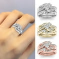 thumbnail image 1 of enjoywould 3Pcs/Set Finger Bands Shining Geometric Electroplating Western Style Hypoallergenic Decorate Jewelry Artificial Diamond Zircon Party Rings for Party, 1 of 5