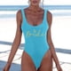 thumbnail image 2 of MKLEKYY Trajes De Baño Mujer 2 Piezas Women Fashion Letter Print Piece Swimsuit Sexy Bikini Swimwear Bathing Sleeveless Backless Swimsuit 2538, 2 of 5