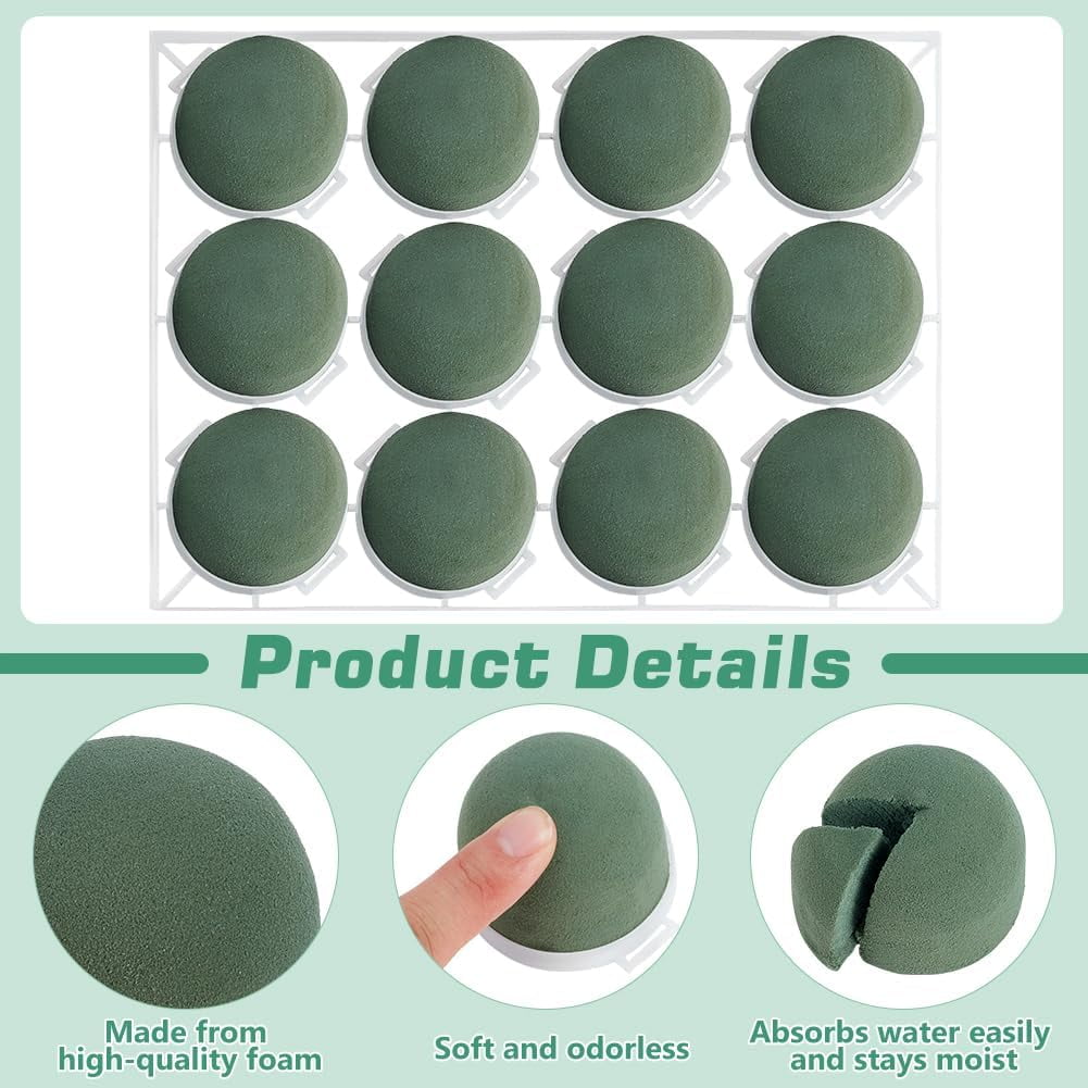 48Pcs Mini Floral Foam Holder Flower Foam Ball Holder with Adhesive Backing Small Round Florist Arrangements Flower Supplies