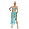 thumbnail image 2 of Aunavey Women Sexy Hollow Out Mesh Tassle Skirts Beach Cover Up Summer Fish Net Swimsuit Wrap Sheer Maxi Sarong, 2 of 3