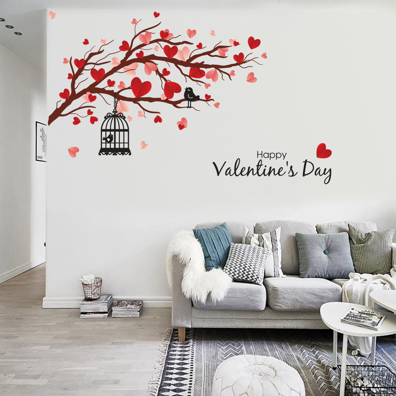 Valentine s Day Lovebirds Sticker Living Room Bedroom Carved Wall Stickers Wall Decals Peel And Stick