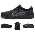 thumbnail image 7 of LARNMERN Steel Toe Shoes Men Slip On Lightweight Comfortable Lounging Walking Sneakers Steel Toe Loafers Black Grey 7.5, 7 of 7