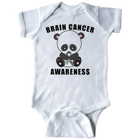 

Inktastic Brain Cancer Awareness with Cure Panda holding Grey Ribbon Gift Baby Boy or Baby Girl Bodysuit