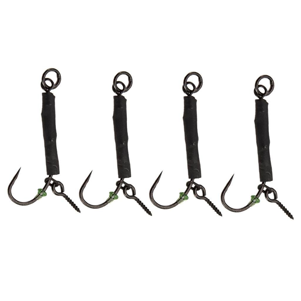 4X Carbon Steel Ready Tied Ronnie Rigs Carp Fishing Rig W/ Barbed/Barbless Hook 