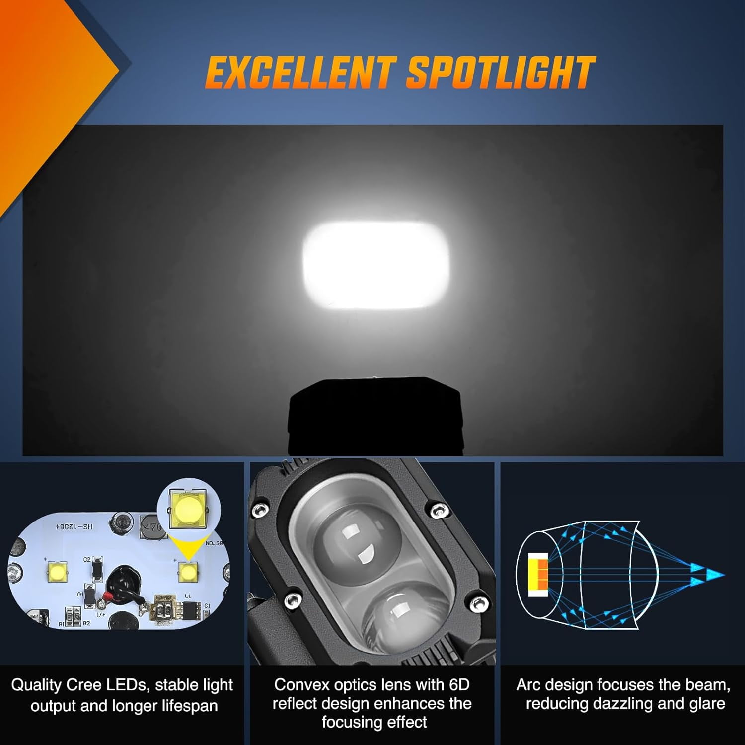 Nilight 2PCS 4 Inch LED Pod Lights, 48W White Spot Beam Auxiliary Driving Lamps, IP67 Weatherproof Off-Road Lights for Truck ATV UTV Motorcycle Boat