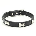 thumbnail image 2 of rygai Adjustable Small Pet Dog Puppy Faux Leather Bone Collar Easy Wear Neck Strap,Black,XS, 2 of 8