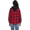 thumbnail image 6 of JWD Womens Plaid Shacket Jacket Long Sleeve Button Down Fleece Hooded Jackets Warm Coat, 6 of 7