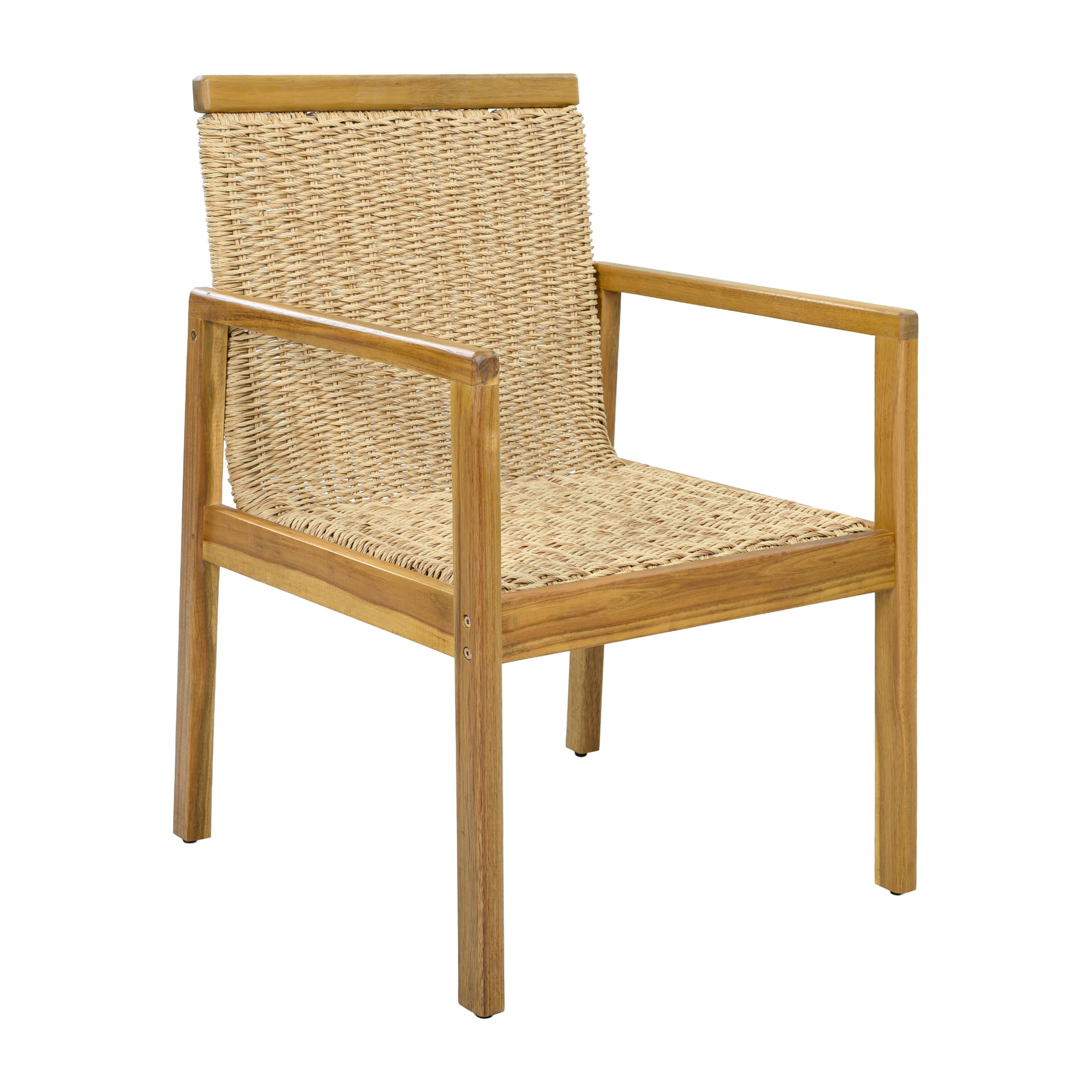 Christopher Knight Home 5-Piece Coastal Outdoor Wood Dining Set, Teak Oval Table and Natural Wicker Chairs