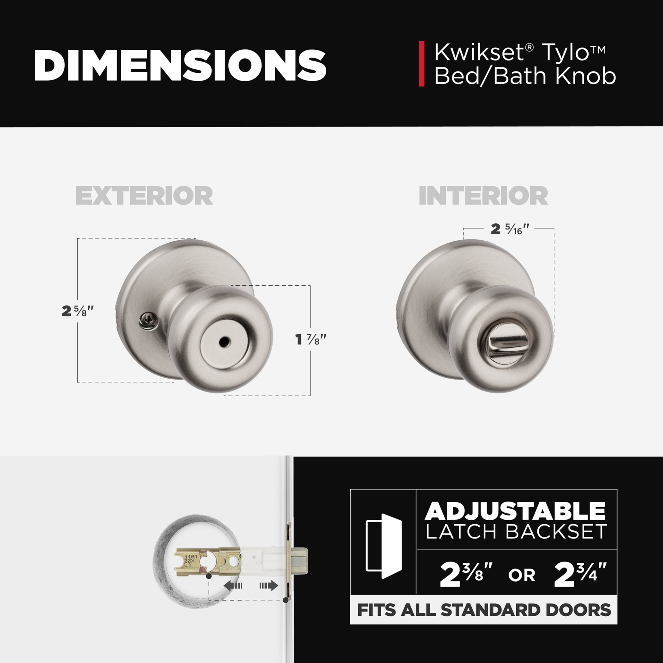 Kwikset Tylo Privacy Doorknob Satin Nickel
