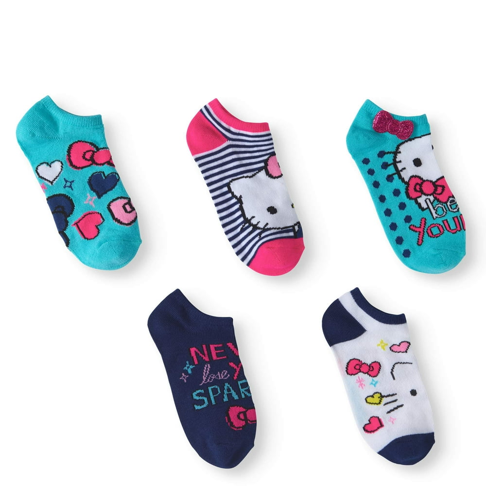 Hello Kitty - Hello Kitty No Show Socks, 5 Pack (Little Girls & Big ...