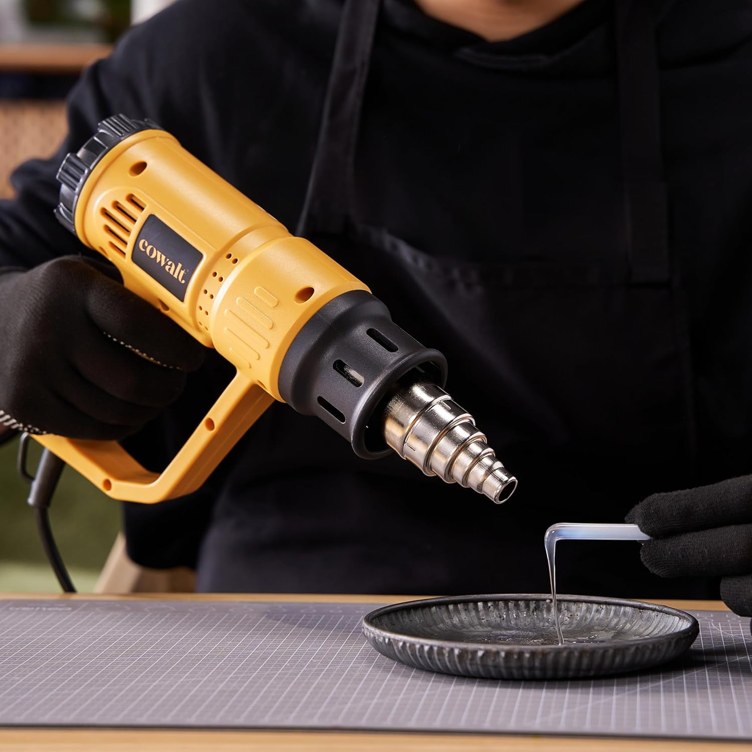 COWALT Heat Gun 1800W Fast Heating for Vinyl Wrap, Crafting, Shrink Tubing, Paint, Epoxy Resin, Candle Making Variable, Adjustable Temperature, Overload Protection Hot Air Gun Kit Nozzles, Scraper