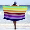thumbnail image 4 of LLDYYDS Large Beach Towel Oversized - Cotton Velour 39 x 70 Inch Rainbow Striped Terry Pool Towel, Cabana Soft Swimming Towel for Adults Women Men, 4 of 6