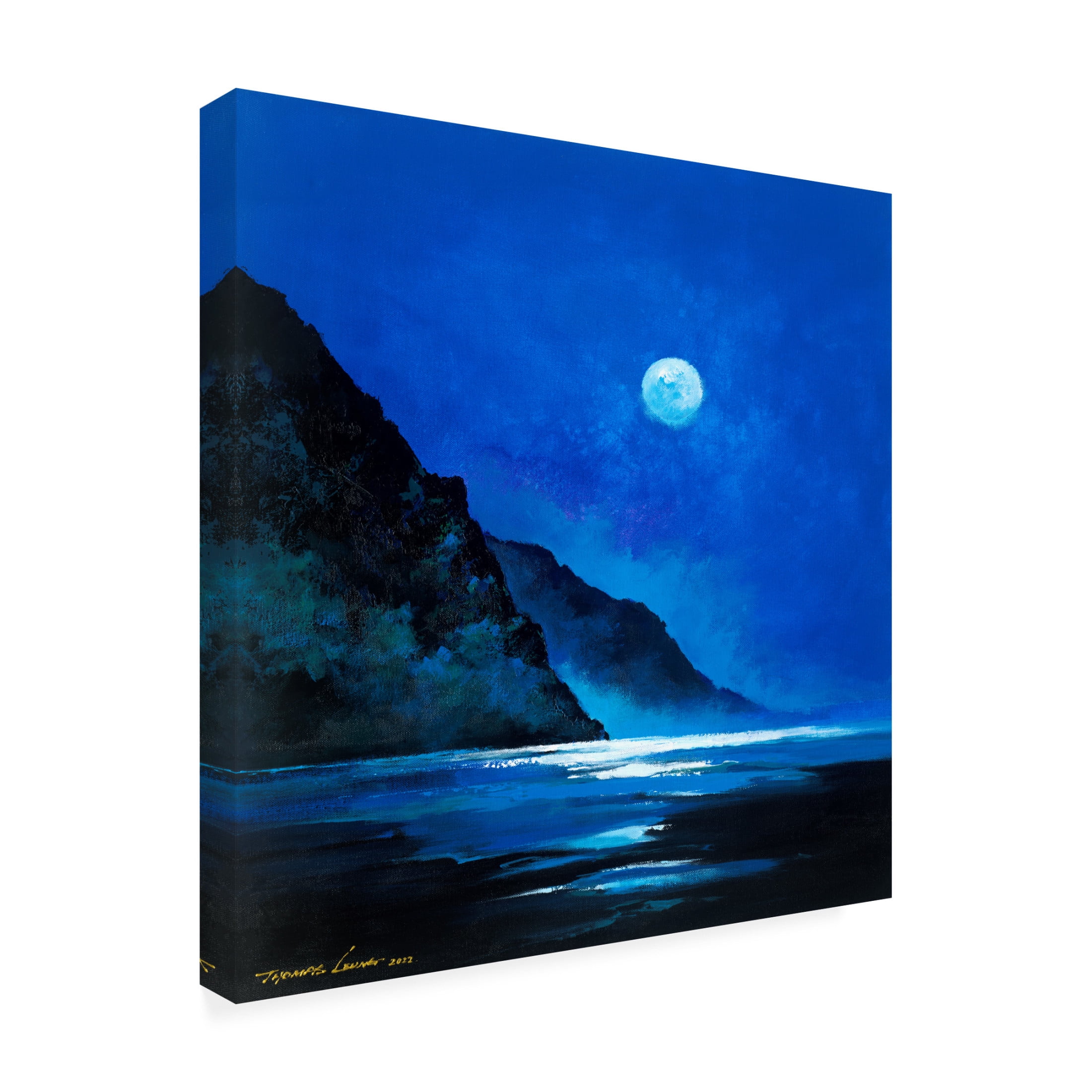 Canvas Wall Art - Thomas Leung 'Island Under the Moon' Wall Art for Living Room, Bedroom, or Office Décor by Trademark Fine Art - 24 x 24 Inches