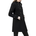 thumbnail image 4 of Unique Bargains Women's Winter Stand Collar Slant Pockets Double Breasted Coat S Black, 4 of 7