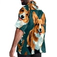 thumbnail image 3 of Corgi Dog Men's Short Sleeve Spread Collar Button Down Beach Print Casual Shirts, 3 of 6