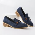 thumbnail image 5 of Women Pointed Toe Suede Slip on Loafers Mid Block Heel Comfort Dress Pumps, Versatile Casual office Slip on Shoes for Ladies Blue 8.5(41), 5 of 9