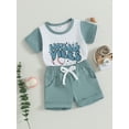 thumbnail image 3 of Bagilaanoe 2pcs Newborn Baby Boy Short Pants Set Short Sleeve Letter Print T Shirt Tops + Shorts 3M 6M 9M 12M 18M 24M Infant Casual Summer Outfits, 3 of 9