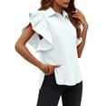 thumbnail image 2 of Women Summer Ruffled Button Down Shirt Short Sleeve, 2 of 3