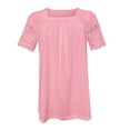 thumbnail image 5 of frariair Ladies Floral Embroidered Square Neck Blouse Breathable Comfort Fit Tee With Romantic Details For Garden Parties And Special Occasions Pink, 5 of 5
