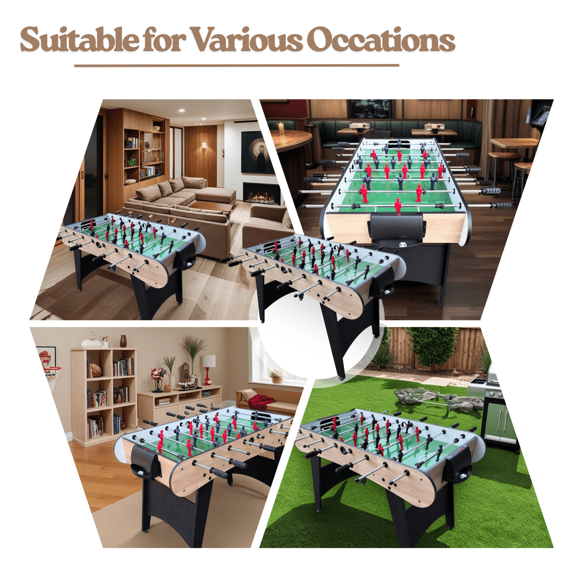 48in Foosball Table Game, Soccer Game at Home for Kids and Adults, Freestanding Footable Game Table