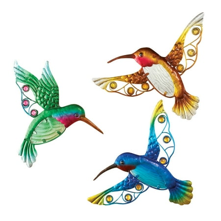 Glass Hummingbirds Indoor Outdoor  Wall Art  Decoration 