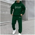 thumbnail image 2 of VBTAPA Men's Tracksuits 2 Piece Outfit Love Heart Graphic Long Sleeve Pullover Hoodie Jogging Pants Matching Casual Sports Workout Suits Army Green XL, 2 of 6