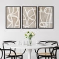 thumbnail image 4 of IDEA4WALL Framed Canvas Print Wall Art Set of 3 Abstract Line Geometric Modern Digital Art Beige & Brown Prints Wall Decor Retro Minimalist Contemporary Artwork For Home Decor - Black 24"x36"x3, 4 of 5