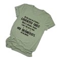 thumbnail image 2 of Camiseta con el alfabeto para mujer con cita peculiar, cuello redondo, mangas cortas, verde oliva, fuente negra, talla S Camiseta favorita para niños, 2 of 5