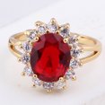 thumbnail image 2 of 18K Gold Platinum Plated Red  Rhinestone Ring   gold plated red zircon 9#, 2 of 4