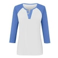 thumbnail image 4 of ManxiVoo Haut Décontracté pour Femmes Col en V Manches 3/4 avec Boutons et Manches Raglan pour L'Été Taille G Bleu Ciel, 4 of 5