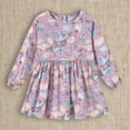 thumbnail image 2 of Mercatoo Toddler Girls Long Sleeve Dress Floral Smocked Midi Dress Formal P𝐚rty Princess Spring Dresses for Girls Easter Outfit, 2 of 4