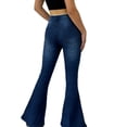 thumbnail image 4 of QURATI Women's High Waisted Flare Jeans | Retro Stretchy Bell Bottom Denim Pants Womens Bottoms Dark Blue XXL, 4 of 8