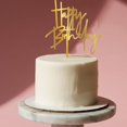 thumbnail image 1 of Adorno para tartas Tisbonsy Happy Birthday, acrílico dorado, 18 cm, 1 of 8