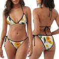 thumbnail image 3 of Naloa Sunny Yellow SunFlower Print Women Halter Bikini Set ,Two Piece Triangle Swimsuit,Tie Bathing Suit,Sexy Triangle Two Piece Swimwear, 3 of 5
