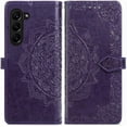 thumbnail image 2 of Compatible with Samsung Galaxy Z Fold 5 Case Leather Wallet Flip Magnetic Closure Shockproof Protective Case with Card Slots and Stand Phone Case for Samsung Galaxy Z Fold 5. Mandala Purple, 2 of 16