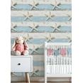 thumbnail image 3 of Coastal Peel and Stick Wallpaper White Starfish Distressed Blue White Wooden Plank Contact Paper 23.6in x 9.8ft Wallpaper Removable Self Adhesive Wall Paper for Bedroom, 3 of 8