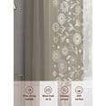 thumbnail image 5 of Japanese Sheer Curtains 72 Inch Length 2 Panels Set, Grey Simple Traditional Flowers Leaves Pattern Voile Window Treatment Rod Pocket Curtains Sheers Drapes for Bedroom/Living Room/Kitchen 52"x72"x2, 5 of 7