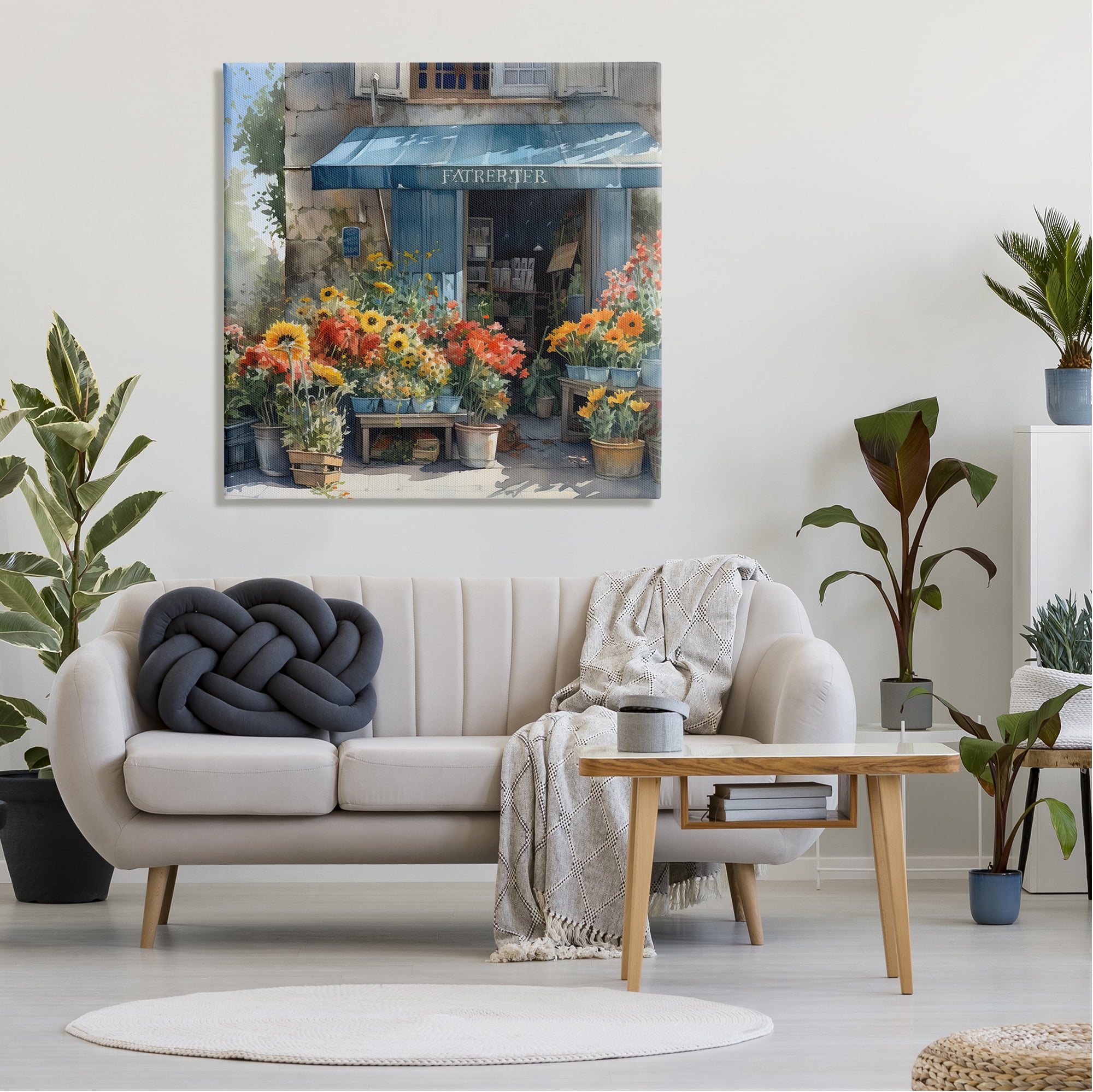 Stupell Industries Village Flower Shop Botanical & Floral Painting Gallery Wrapped Canvas Print Wall Art, 36 x 36