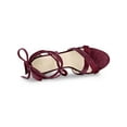 thumbnail image 4 of BLISSFUL STEP Women Velvet Lace-Up Clear Block Heel Sandals Burgundy 7, 4 of 7