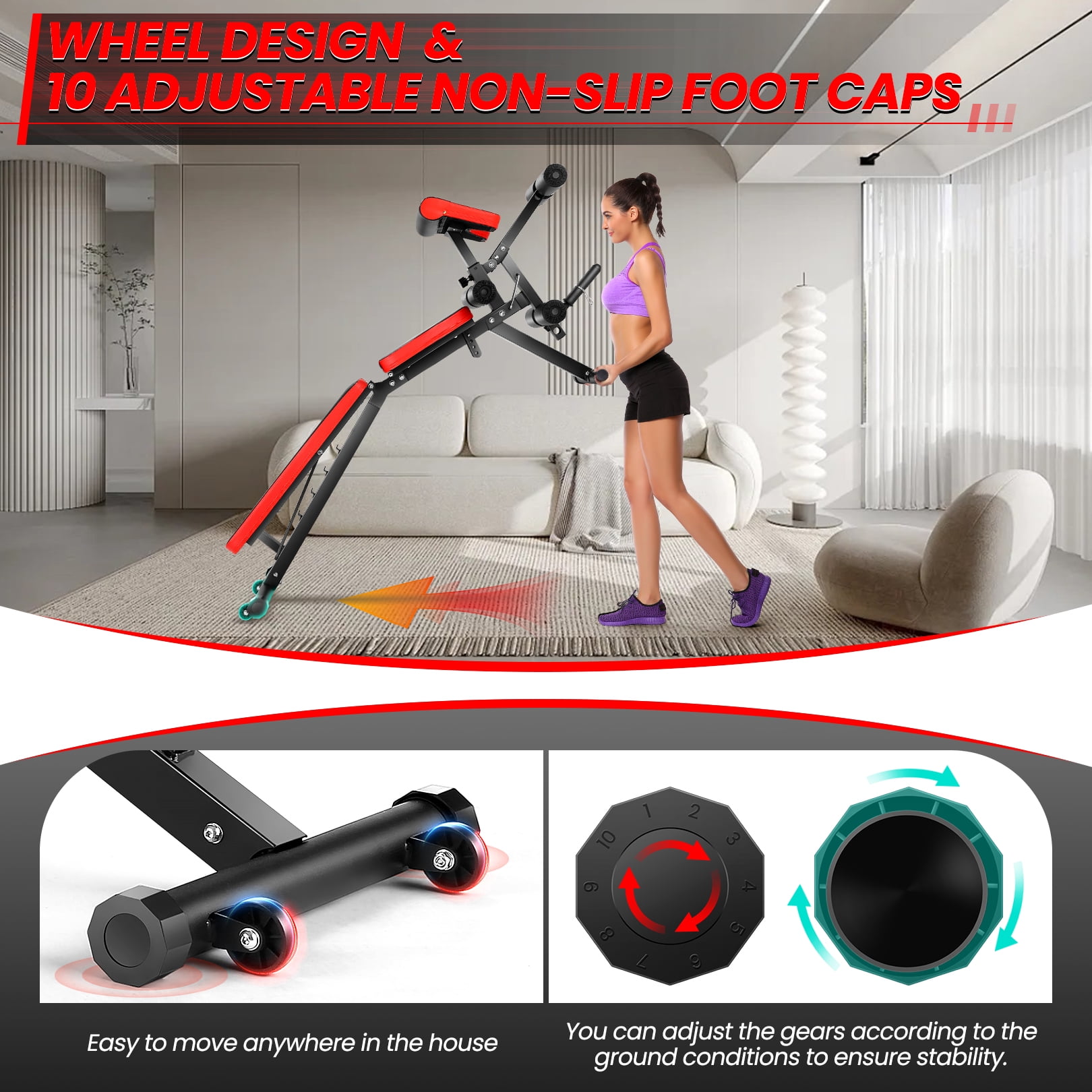 VIBESPARK Adjustable Weight Bench with Leg Extension and Leg Curl, 800LBS Workout Bench Press with Preacher Pad & Wheels, Olympic Weight Bench Set for Home Gym Full Body Exercise Fitness